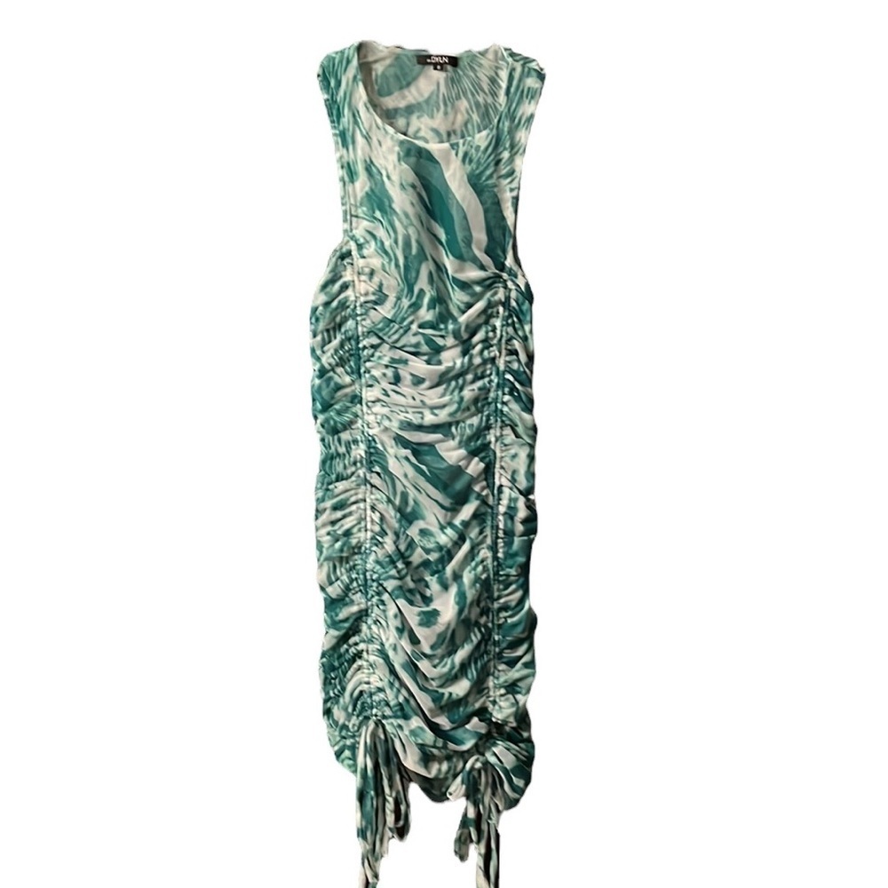 BY.DYLN (S) Bodycon Ruched Dress - Green/White